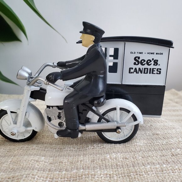 See's Candies Motorcycle With Sidecar Trailer Delivery Truck Die Cast Toy - Picture 1 of 10